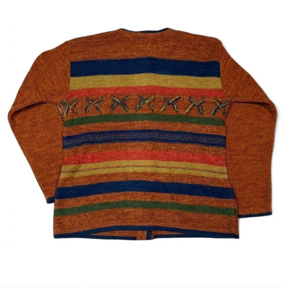 La Oveja Negra Wool Cardigan Sweater Size Medium Cozy Granola Boho - Picture 2 of 6
